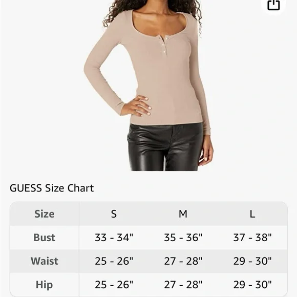 Guess Karlee jewel long sleeve Henley ribbed LIGHT RUM - Picture 6 of 8